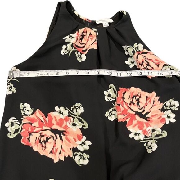 Katherine Barclay Sleeveless High Neck Pintuck Black Floral Maxi Dress Size 4 - Picture 7 of 11